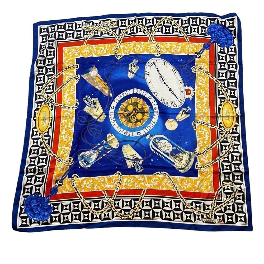 Rare Jafra tempus fugit blue celestial theme scarf Square